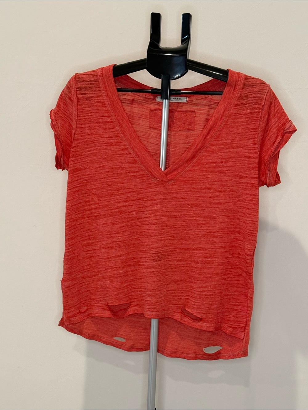 We The Free Red V-Neck Short Sleeve Tee